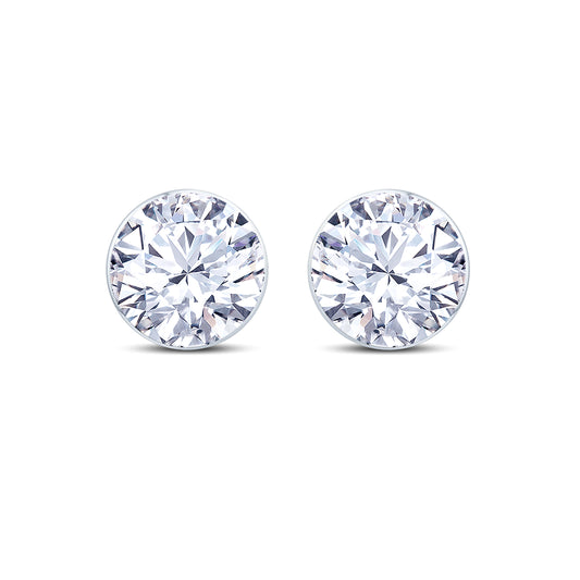18ct White Gold Diamond Rub-Over Round Stud Earrings, 0.30ct