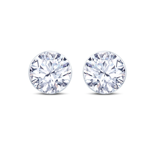 18ct White Gold Diamond Rub-Over Round Stud Earrings, 0.40ct