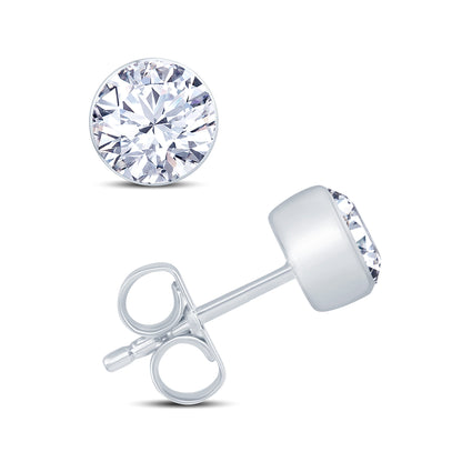 18ct White Gold Diamond Rub-Over Round Stud Earrings, 0.40ct