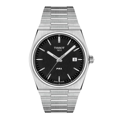 Tissot 40mm Silver Tone PRX, Black & Date Dial, Gents Bracelet Watch