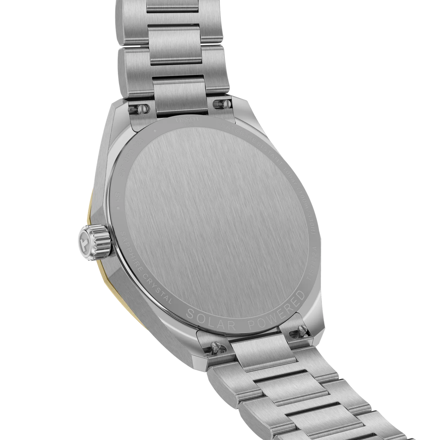 Tissot 39mm PRC 100 Solar, Yellow Gold PVD & Silver with Date Dial, Bracelet Watch