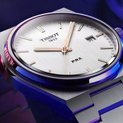 Tissot 40mm Silver Tone PRX, Silver & Date Dial, Gents Bracelet Watch