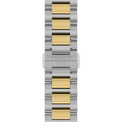 Tissot 39mm PRC 100 Solar, Yellow Gold PVD & Silver with Date Dial, Bracelet Watch