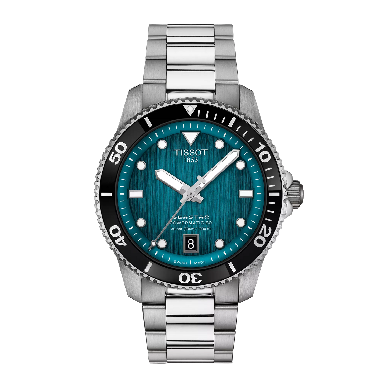 Tissot 40mm Automatic Seastar 1000, Teal Diver Style, Gents Bracelet Watch