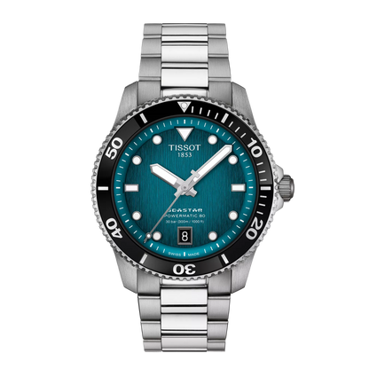 Tissot 40mm Automatic Seastar 1000, Teal Diver Style, Gents Bracelet Watch