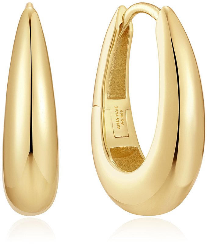 Ania Haie Yellow Gold Plated Fluid Classic Dome Hoop Earrings