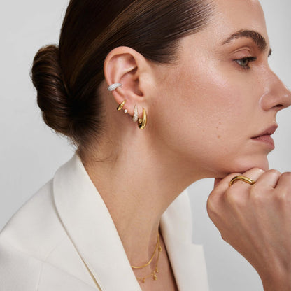 Ania Haie Yellow Gold Plated Fluid Classic Dome Hoop Earrings