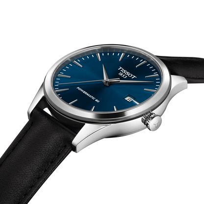 Tissot 40mm Automatic Classic Dream, Blue & Date Dial, Gents Black Strap Watch