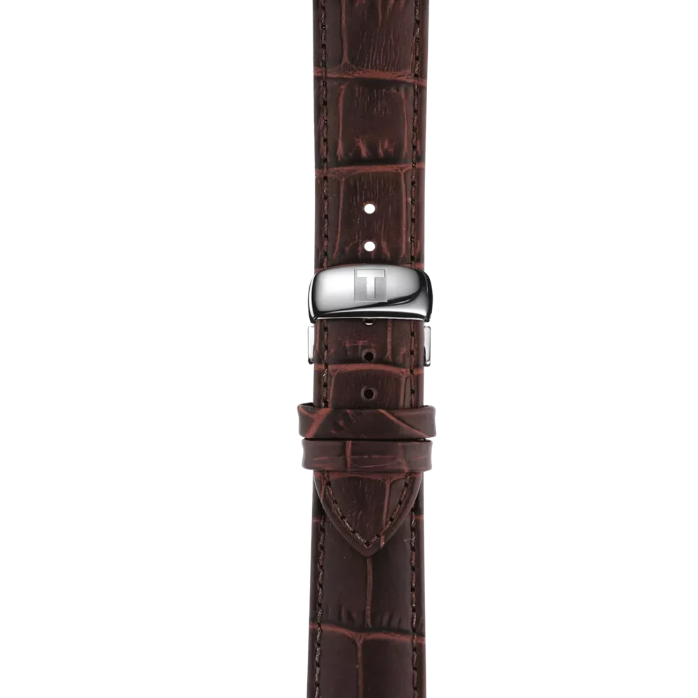 Tissot 42mm Silver Tone Tradition, Silver & Date Dial, Gents Brown Strap Watch
