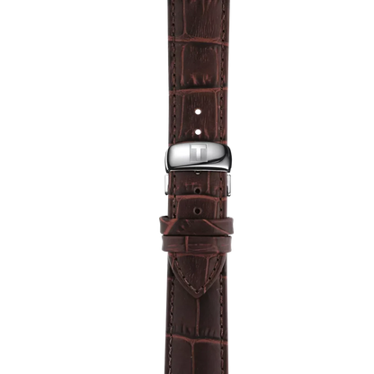 Tissot 42mm Silver Tone Tradition, Silver & Date Dial, Gents Brown Strap Watch