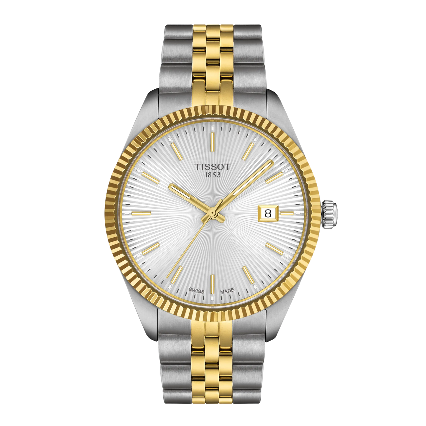 Tissot 40mm Yellow & Silver Tone Ballade, Fluted Dial & Date Dial, Gents Bracelet Watch