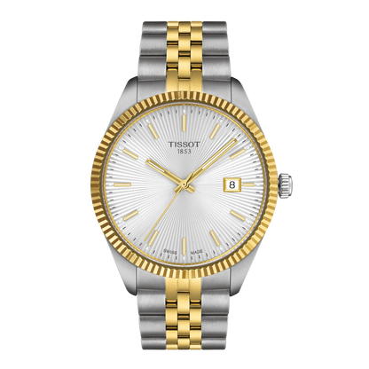 Tissot 40mm Yellow & Silver Tone Ballade, Fluted Dial & Date Dial, Gents Bracelet Watch