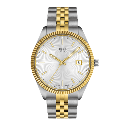 Tissot 40mm Yellow & Silver Tone Ballade, Fluted Dial & Date Dial, Gents Bracelet Watch