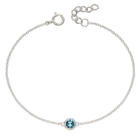 March Sterling Silver Crystal Birthstone Bracelet