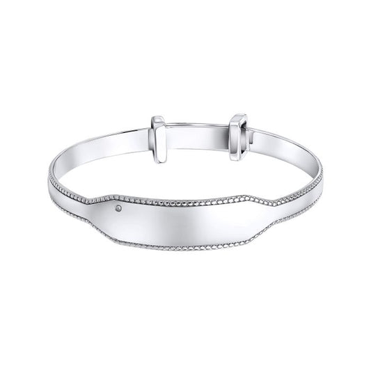 Sterling Silver Diamond Set Milgrain Edge Children's Bangle