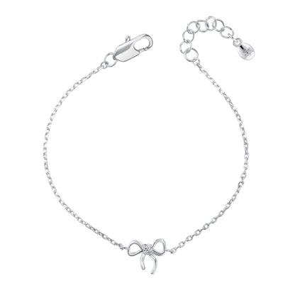 Silver Children's CZ Ribbon Bow Bracelet