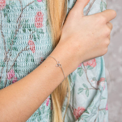 Silver Children's CZ Ribbon Bow Bracelet