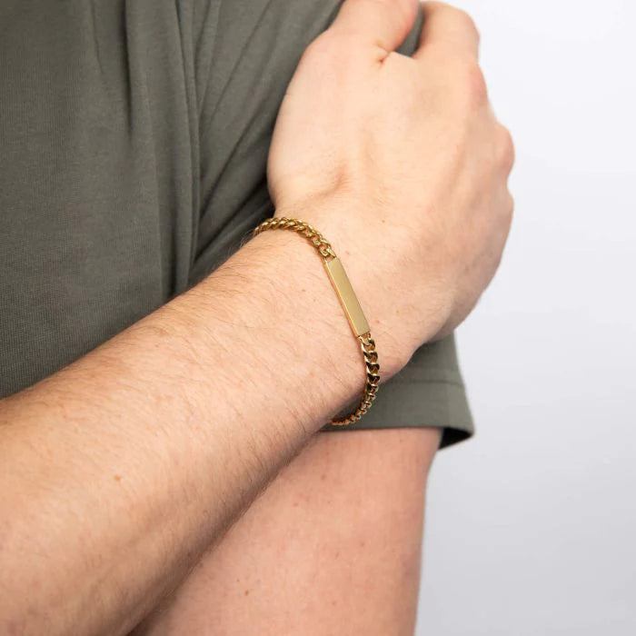 Yellow Gold Plate Horizontal Bar Bracelet