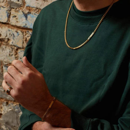 Yellow Gold Plate Horizontal Bar Bracelet