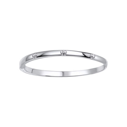 Sterling Silver Floral Diamond Maiden Bangle