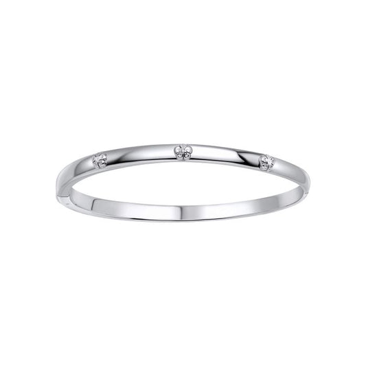 Sterling Silver Floral Diamond Maiden Bangle