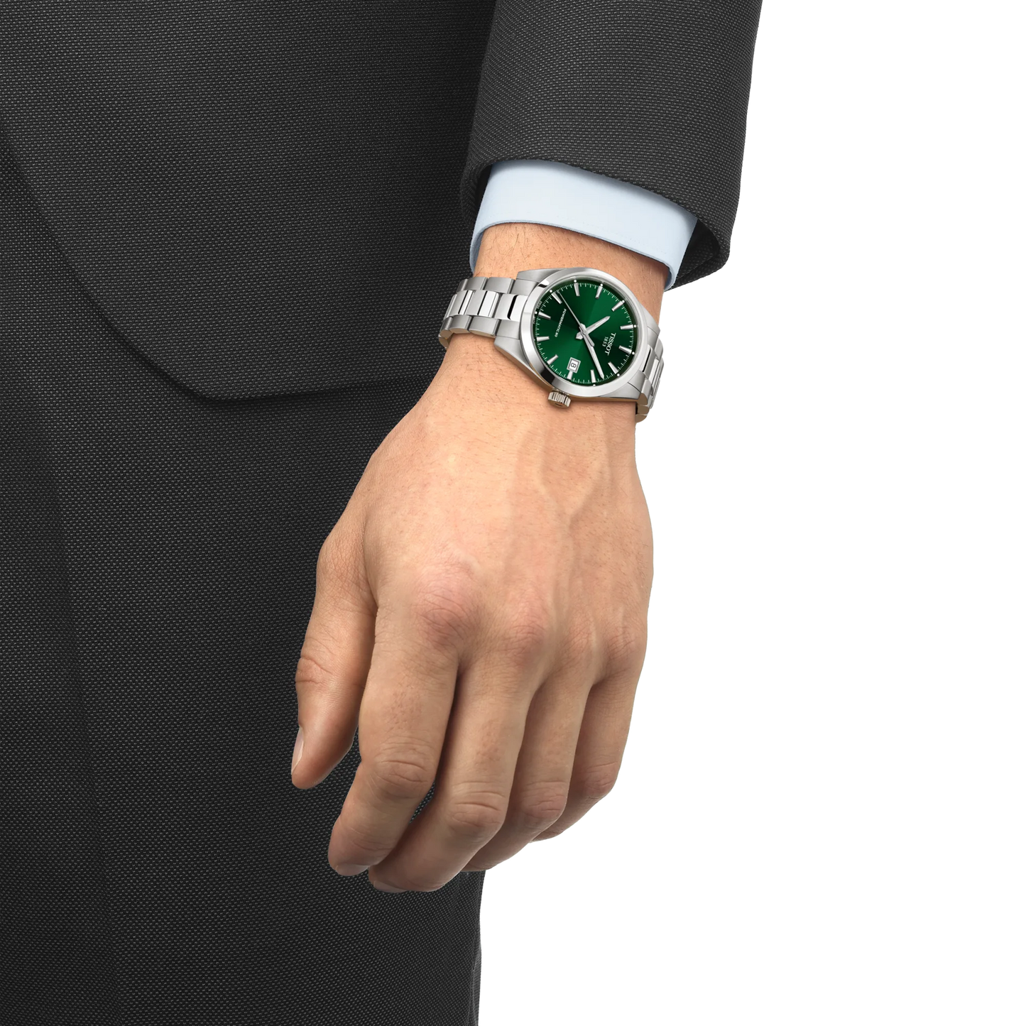 Tissot 38mm Silver Tone Gentleman, Green & Date Dial, Gents Bracelet Watch