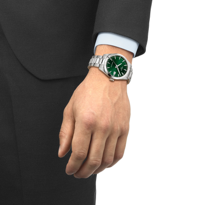 Tissot 38mm Silver Tone Gentleman, Green & Date Dial, Gents Bracelet Watch