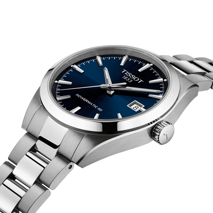 Tissot 38mm Silver Tone Gentleman, Blue & Date Dial, Gents Bracelet Watch