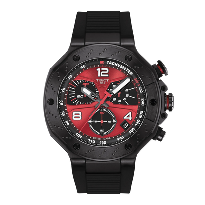Tissot 45mm Limited Edition, T-Race MotoGP 2026, Red Dial & Date Window, Black Techymeter Chronograph, Gents Bracelet Watch