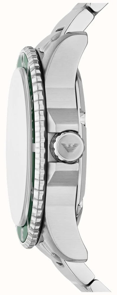 Emporio Armani 43mm Men's World Explorer Green Dial Stainless Steel Bracelet Watch