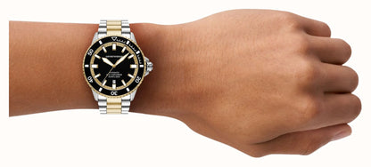 Emporio Armani 42mm Sea Explorer Black Dial Two Tone Bracelet Watch