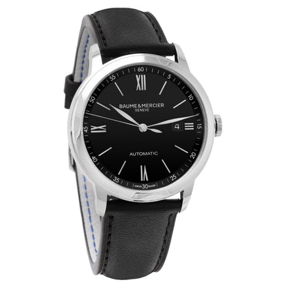 Baume & Mercier 42mm Auto Classima Black Date Dial Leather Watch