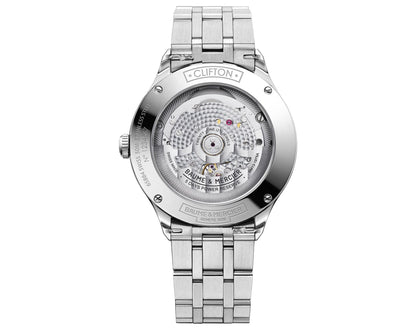 Baume & Mercier 40mm Auto Clifton Black Date Dial Steel Link Watch