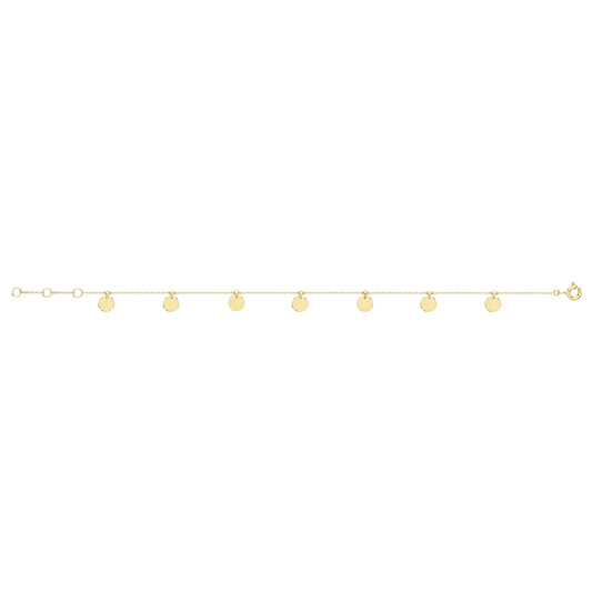 9ct Yellow Gold Fine Multi Disc Bracelet