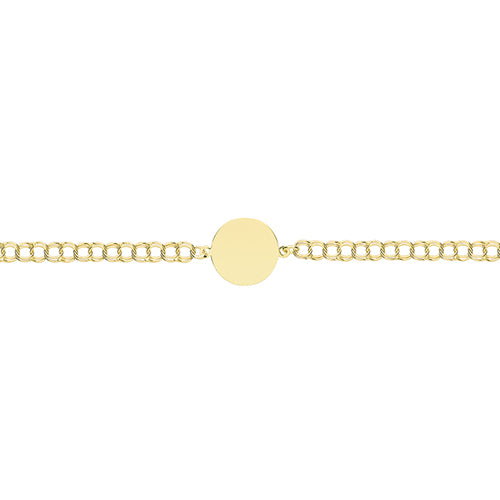 9ct Yellow Gold Round ID Plate Bracelet