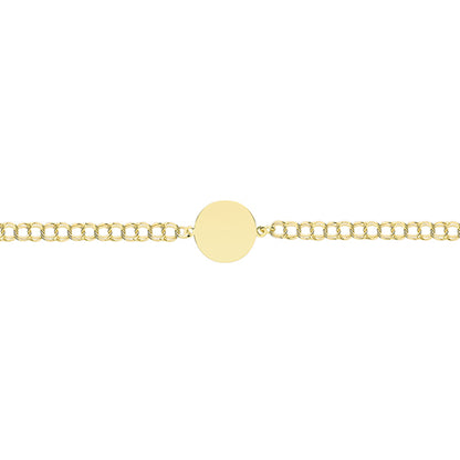 9ct Yellow Gold Round ID Plate Bracelet