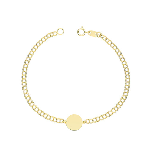 9ct Yellow Gold Round ID Plate Bracelet