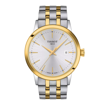 Tissot 42mm Silver & Yellow Tone Classic Dream, Silver & Date Dial, Gents Bracelet Watch