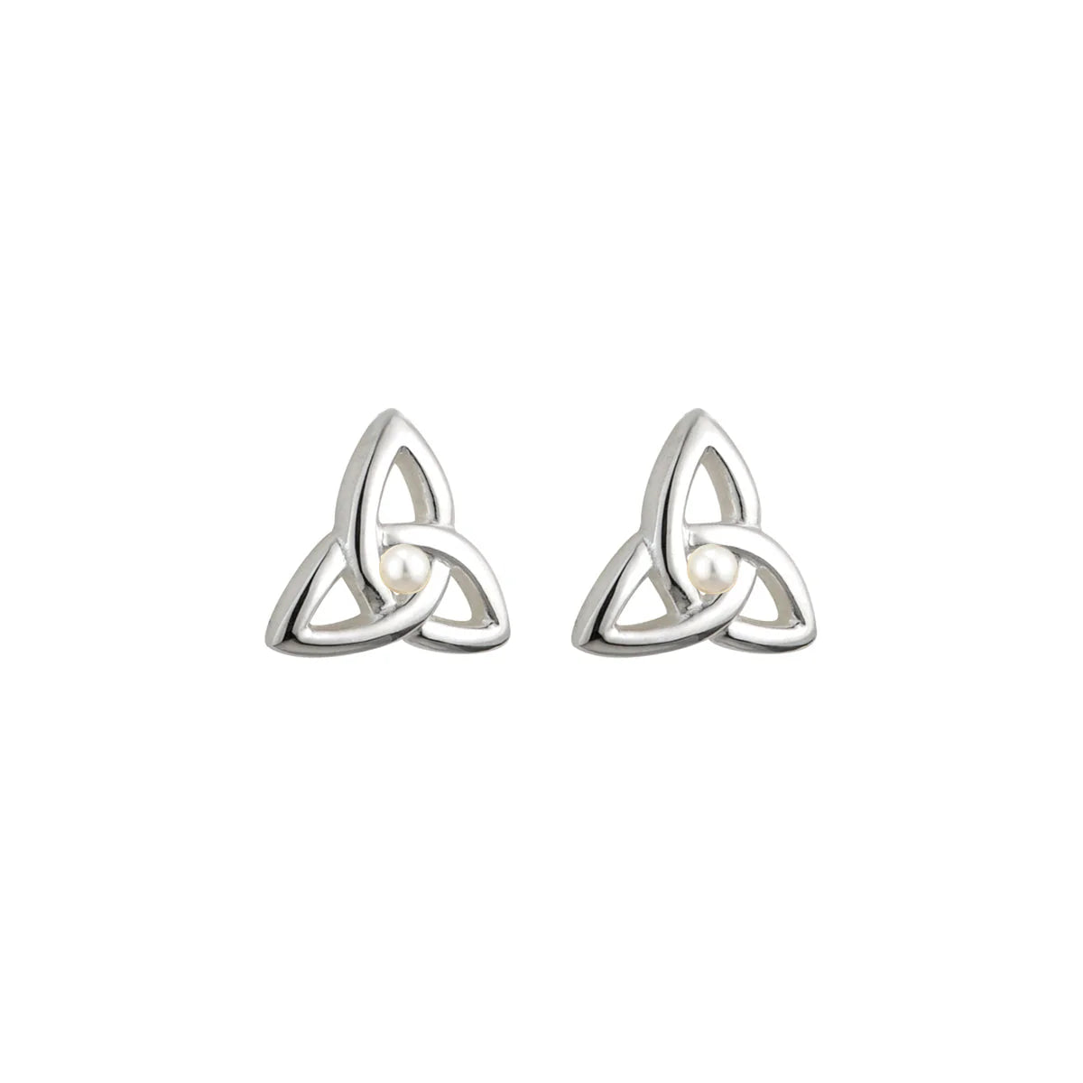 Sterling Silver Children's Trinity Knot Pearl Stud Earrings