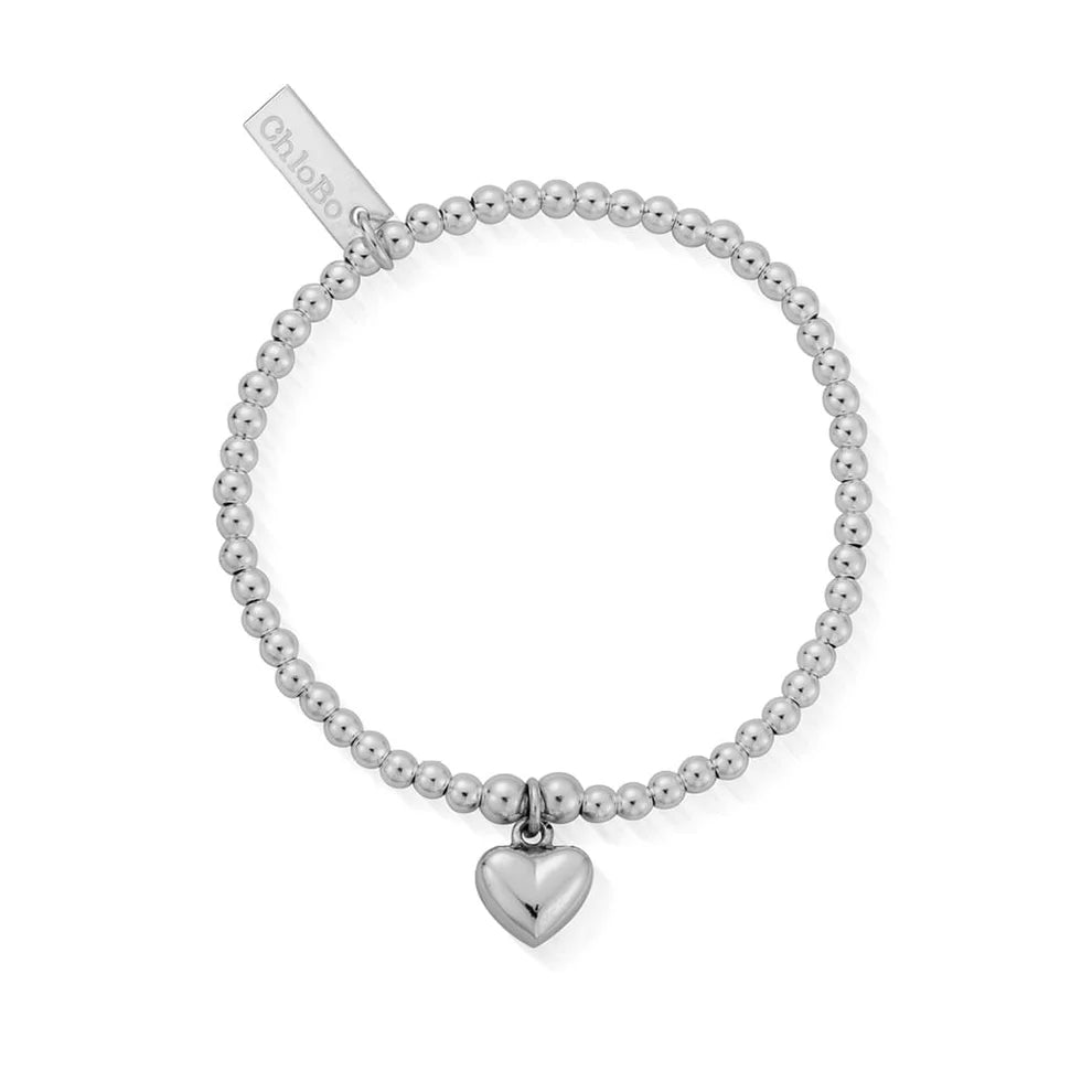 ChloBo Sterling Silver Children's Cute Puffed Heart Charm Bracelet