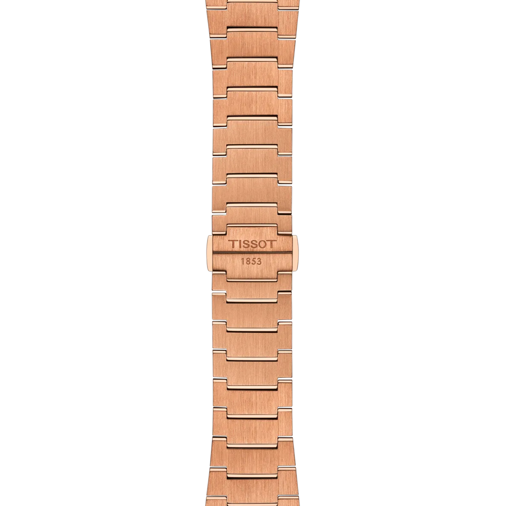 Tissot 40mm Automatic Rose Tone PRX, Blue Guilloché & Date Dial, Gents Bracelet Watch