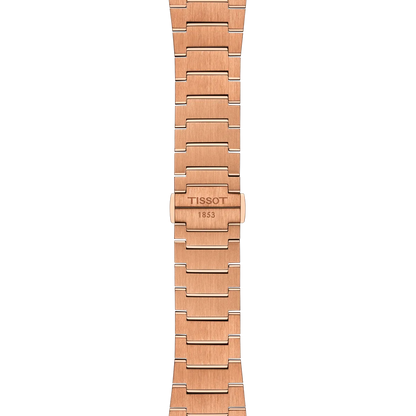 Tissot 40mm Automatic Rose Tone PRX, Blue Guilloché & Date Dial, Gents Bracelet Watch