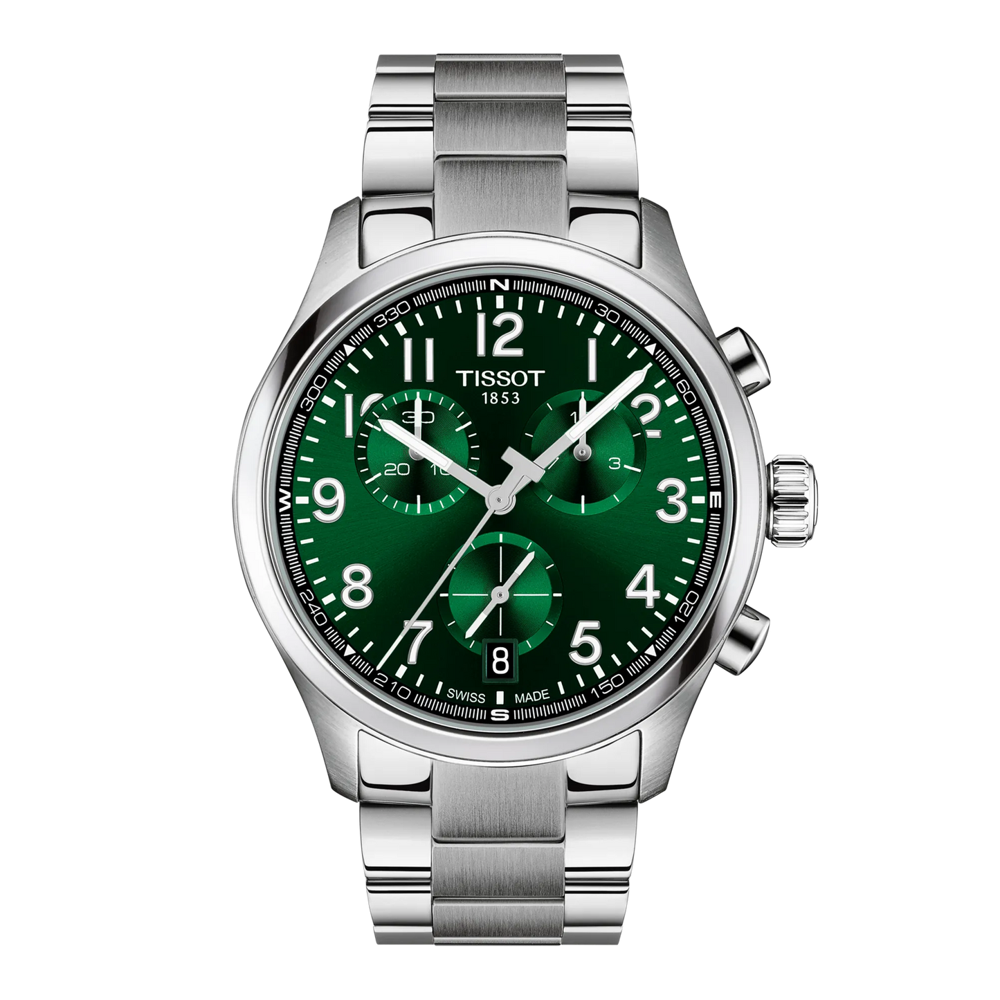 Tissot 42mm Chrono L, Green Chronograph Dial, Silver Toned Gents Bracelet Watch