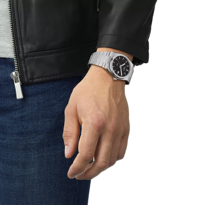 Tissot 40mm Silver Tone PRX, Black & Date Dial, Gents Bracelet Watch