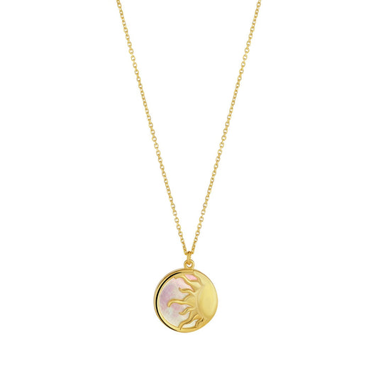 9ct Yellow Gold Mother of Pearl Sun Silhouette Necklace