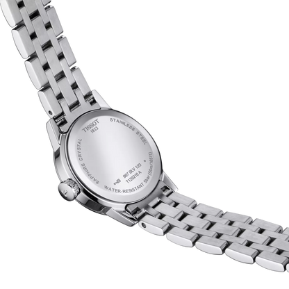 Tissot 28mm Silver Classic Dream, White & Black Date Dial, Ladies Bracelet Watch