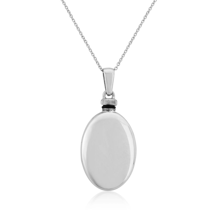 Sterling Silver Puff Oval Bottle Pendant Necklace