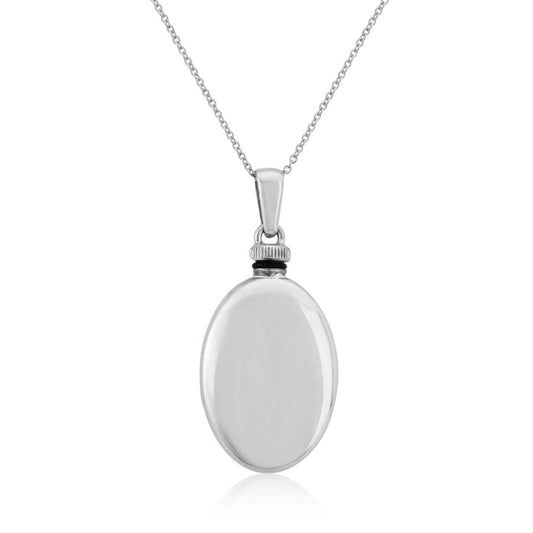 Sterling Silver Puff Oval Bottle Pendant Necklace