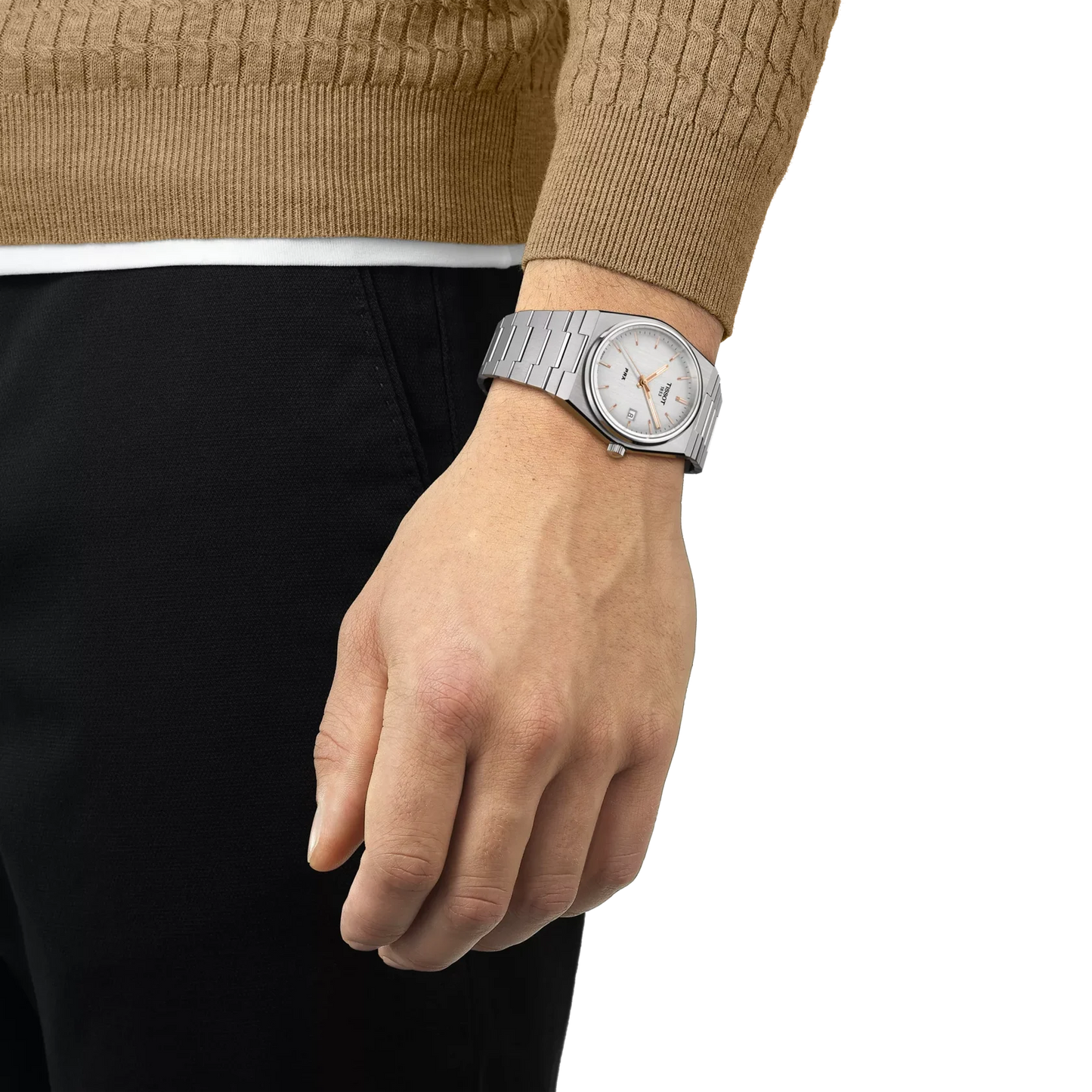 Tissot 40mm Silver Tone PRX, Silver & Date Dial, Gents Bracelet Watch