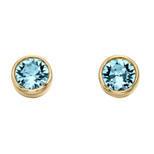 March Yellow Gold Plated Crystal Birthstone Earrings